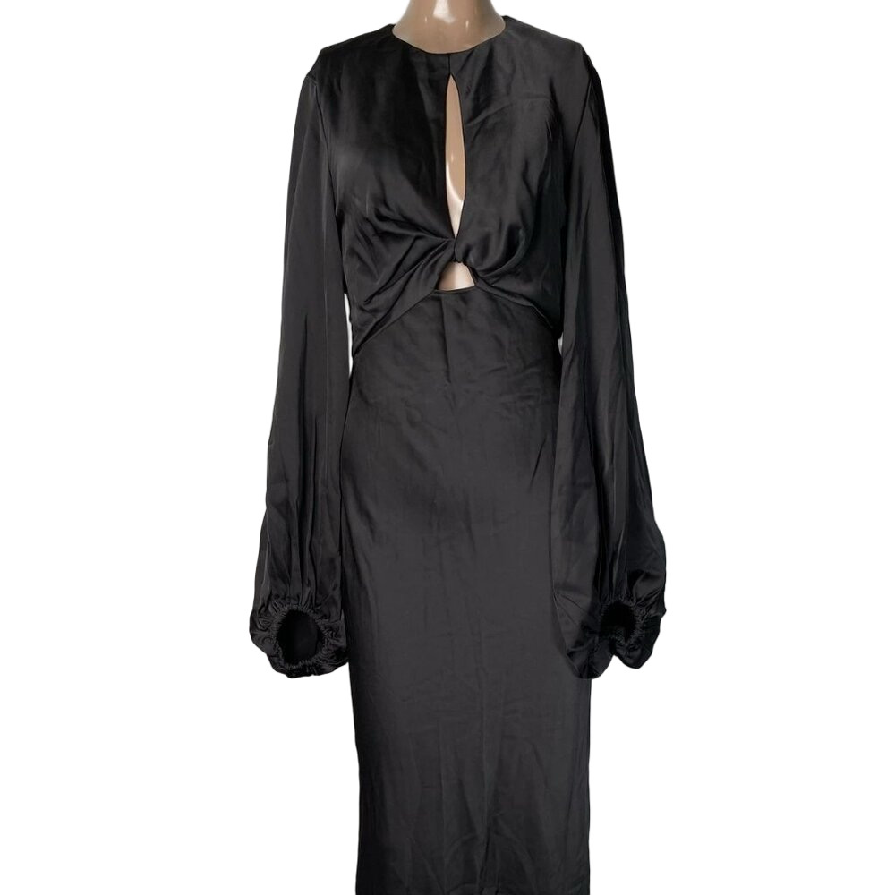 NEW SIGNIFICANT OTHER Demi Keyhole Cutout Midi Dress Black Size 4 — Preowned